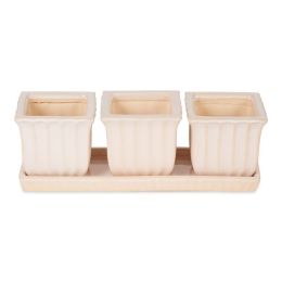 Accent Plus Ceramic Mini Planter Set - Ivory Square