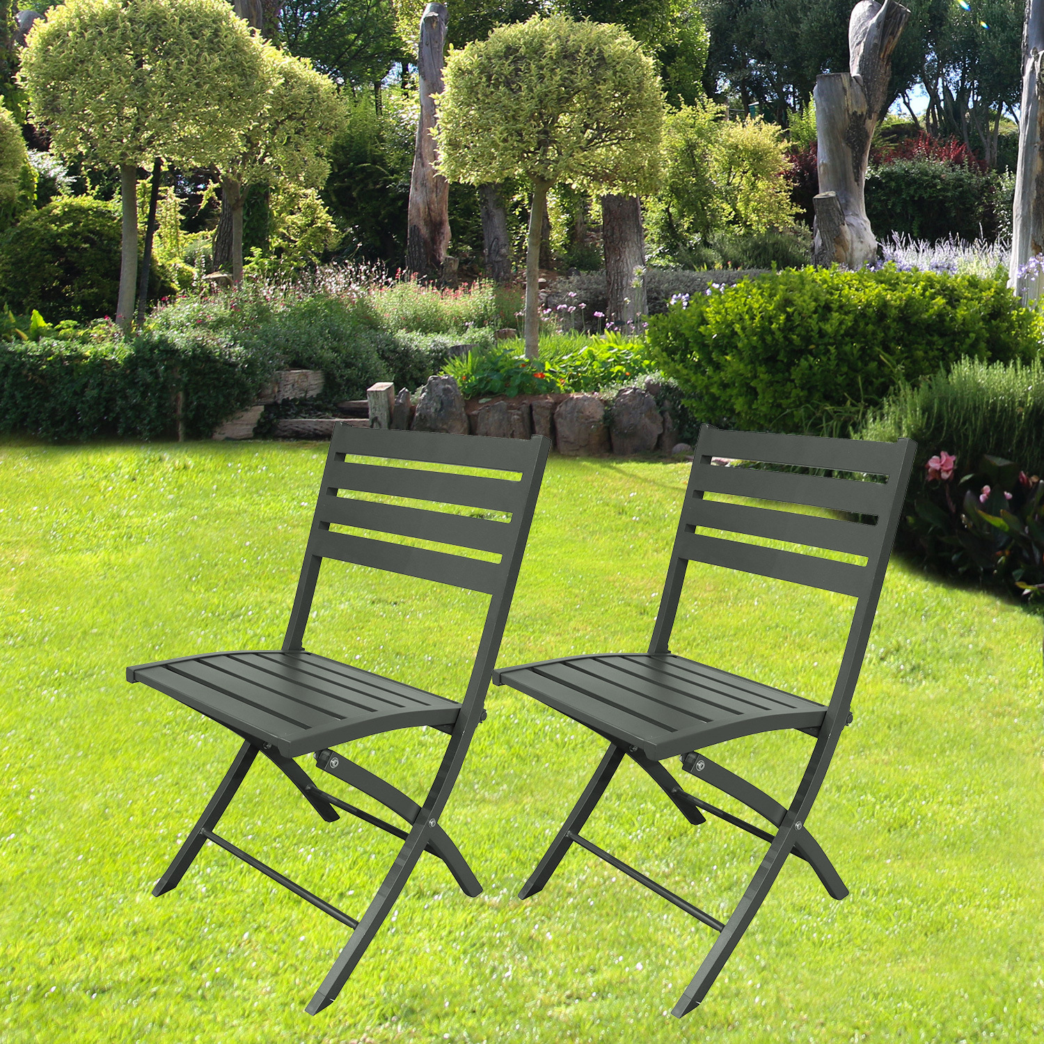 Outdoor Folding Chair Set Of 2 All Weather Aluminum Patio Chairs   Dg AUDAnfHLwobh D0102hpnexa 